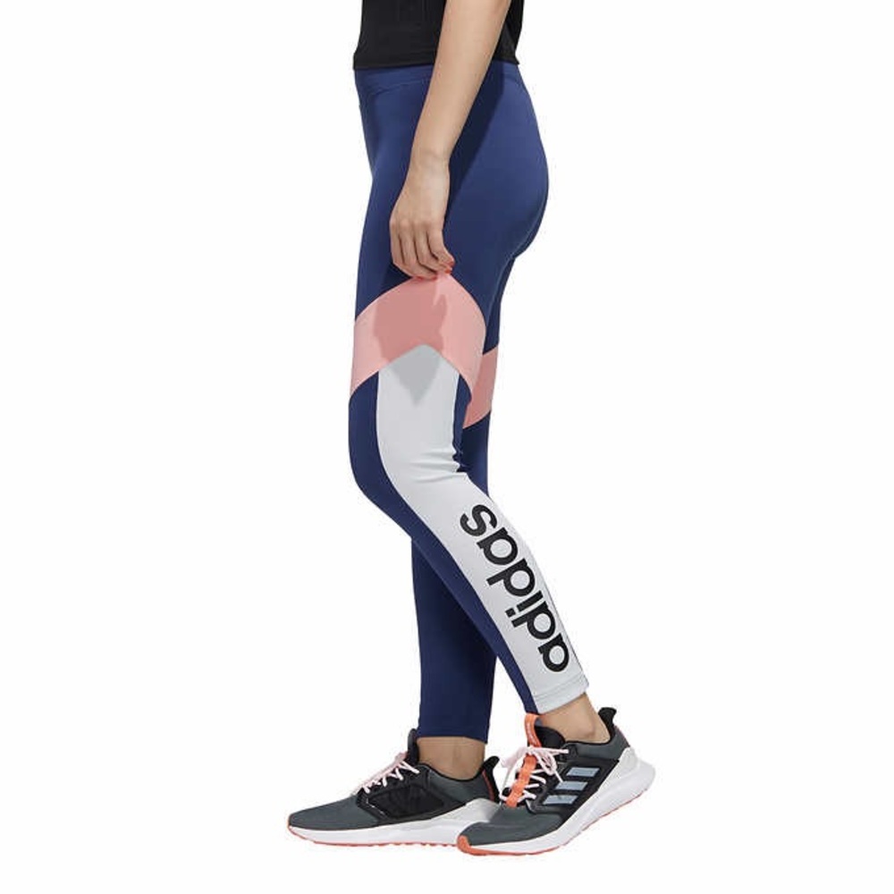 Adidas blue white pink colorblock tights leggings size S